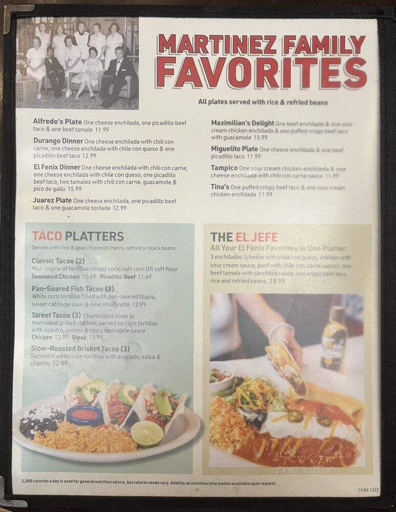 El Fenix Famous Mexican Restaurant - Plano, TX menu_pic