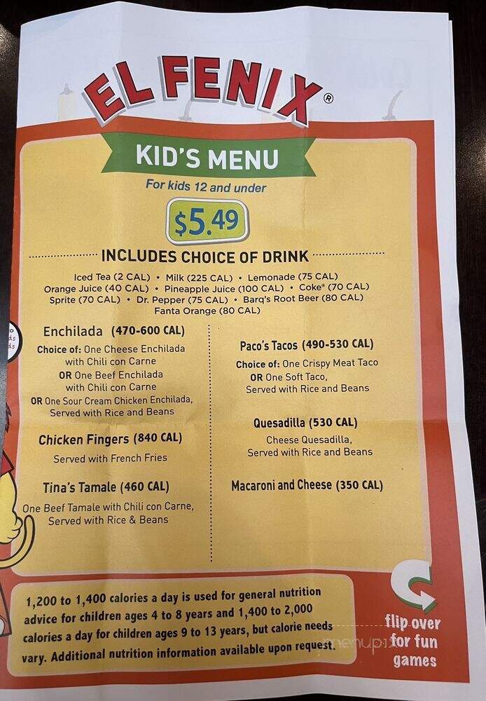 El Fenix Famous Mexican Restaurant - Plano, TX menu_pic