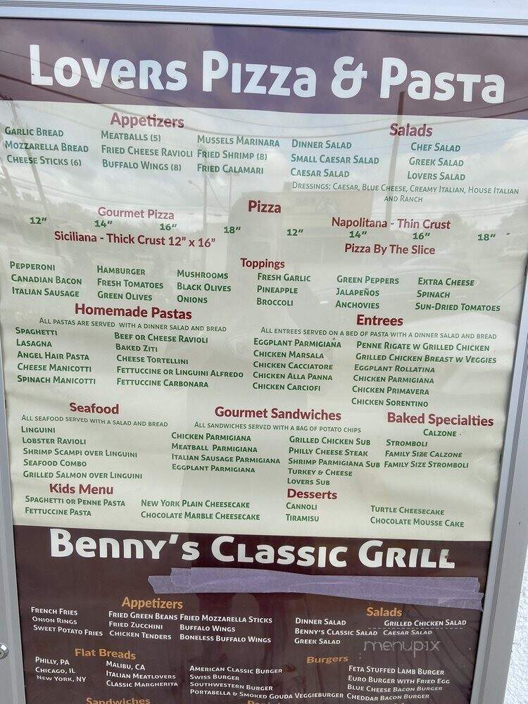 Lovers Pizza Pasta & Grill - Dallas, TX menu_pic