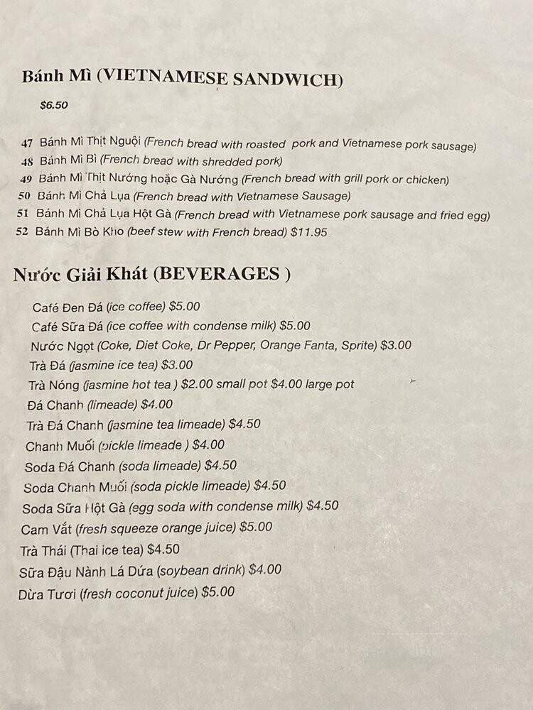 Pho Pasteur Two - Richardson, TX menu_pic