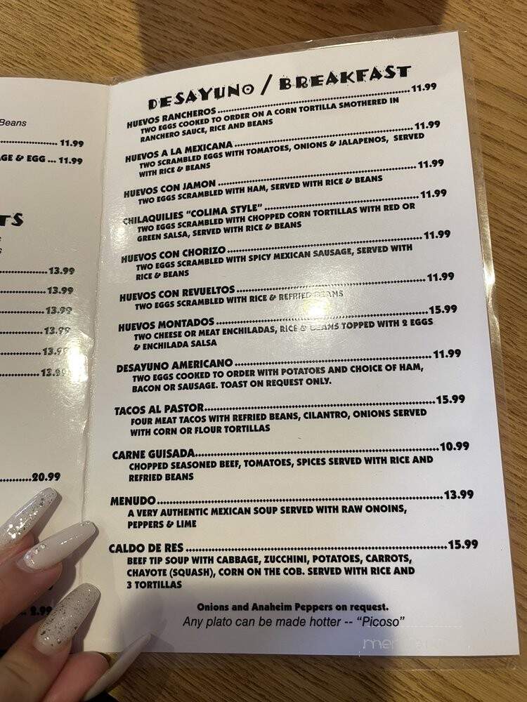 Tino's Too Mexican Restaurant - Plano, TX menu_pic