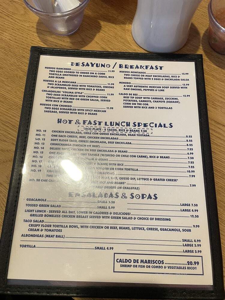 Tino's Too Mexican Restaurant - Plano, TX menu_pic