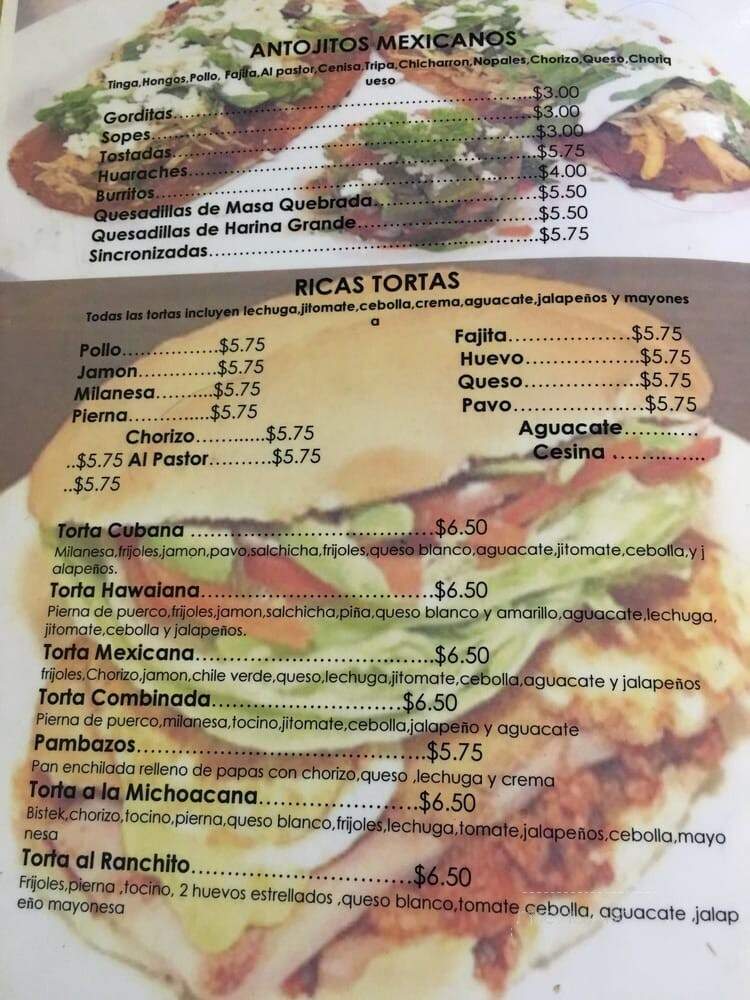 Tortas Y Tacos - Dallas, TX menu_pic