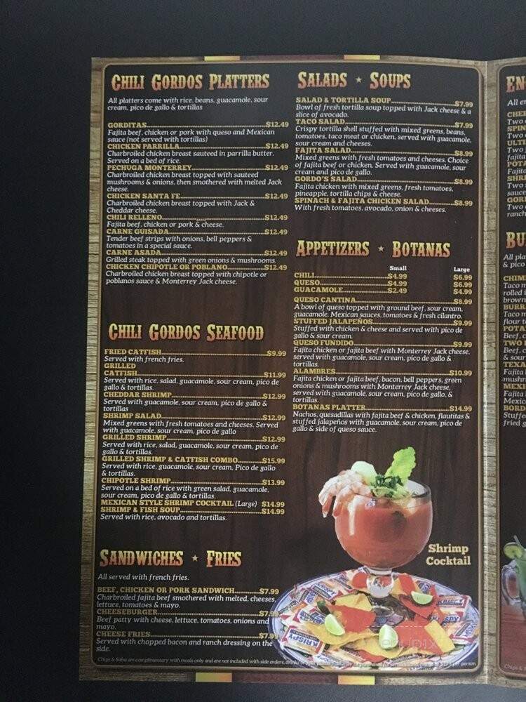 Chili Gorbos Mexican Cafe - Richardson, TX menu_pic