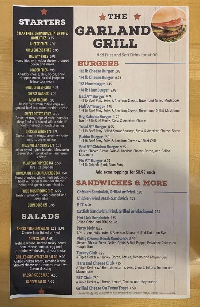 Garland Grill - Garland, TX menu_pic