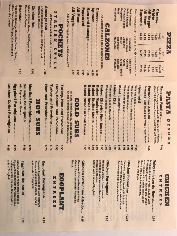 Caprissi Pizza & Pasta - Garland, TX menu_pic