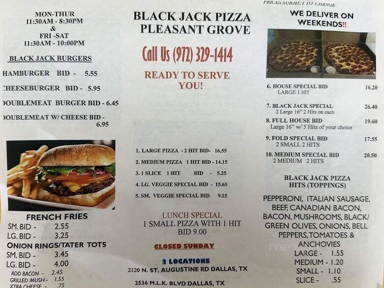 Black Jack Pizza - Dallas, TX menu_pic