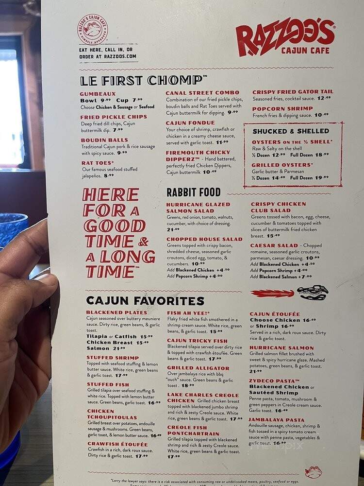 Razzoo's Cajun Cafe - Mesquite, TX menu_pic