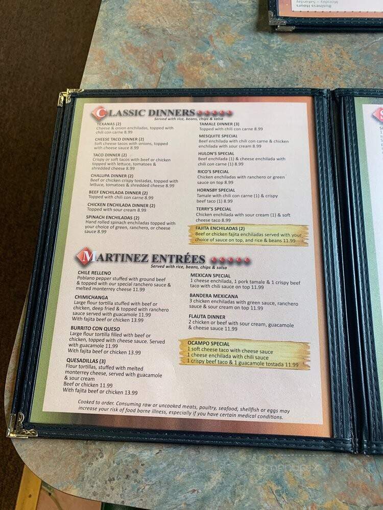 Martinez Restaurant - Mesquite, TX menu_pic
