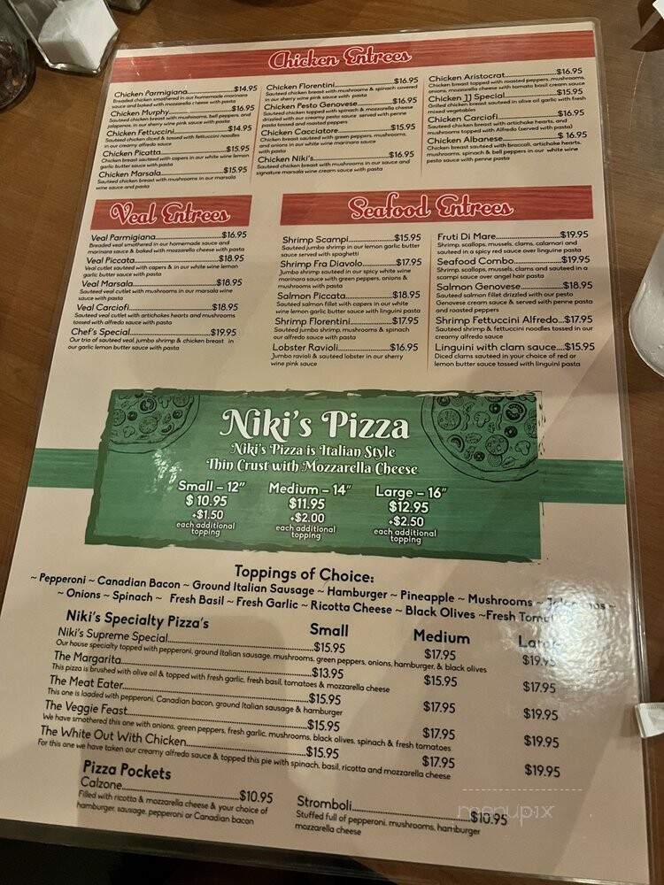 Niki's Italian Restaurant - Murphy, TX menu_pic