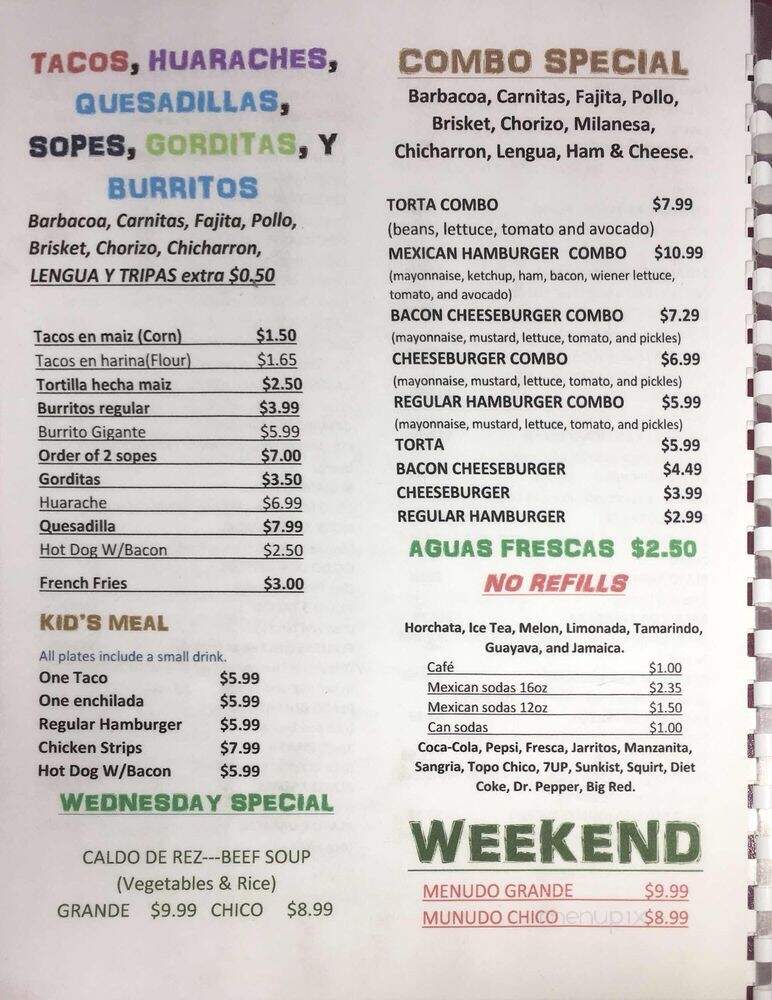 Angelica's Restaurant - Dallas, TX menu_pic
