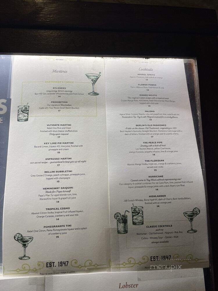 A & B Lobster House - Key West, FL menu_pic