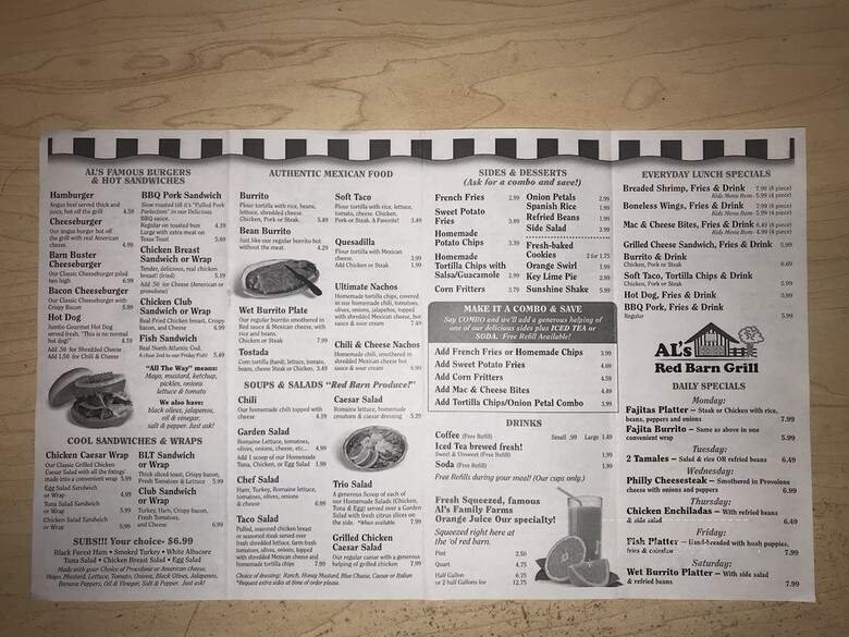 Al's Red Barn Grill - Fort Pierce, FL menu_pic