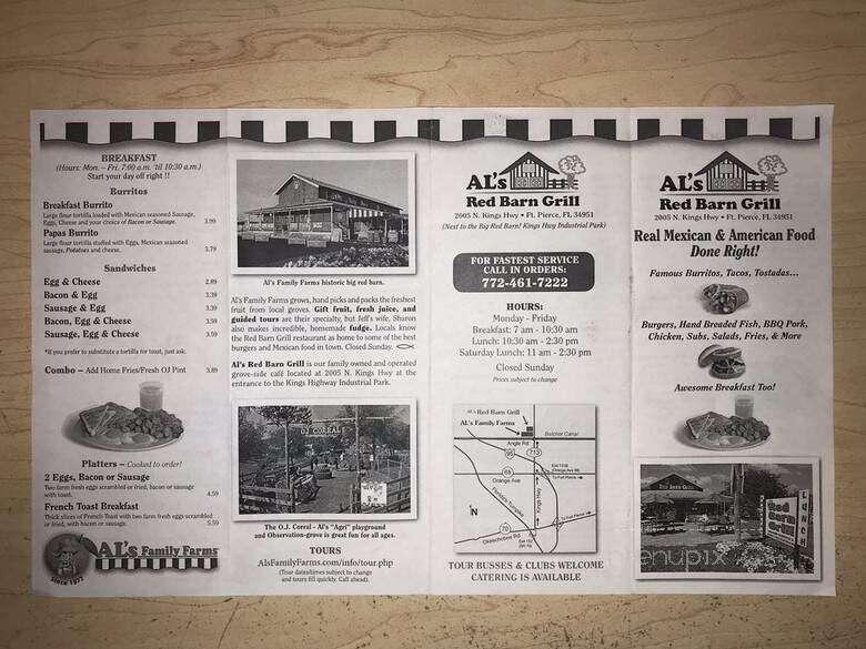 Al's Red Barn Grill - Fort Pierce, FL menu_pic