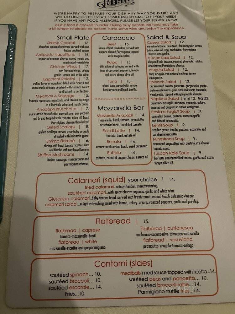 Anacapri Italian Restaurant - Miami, FL menu_pic
