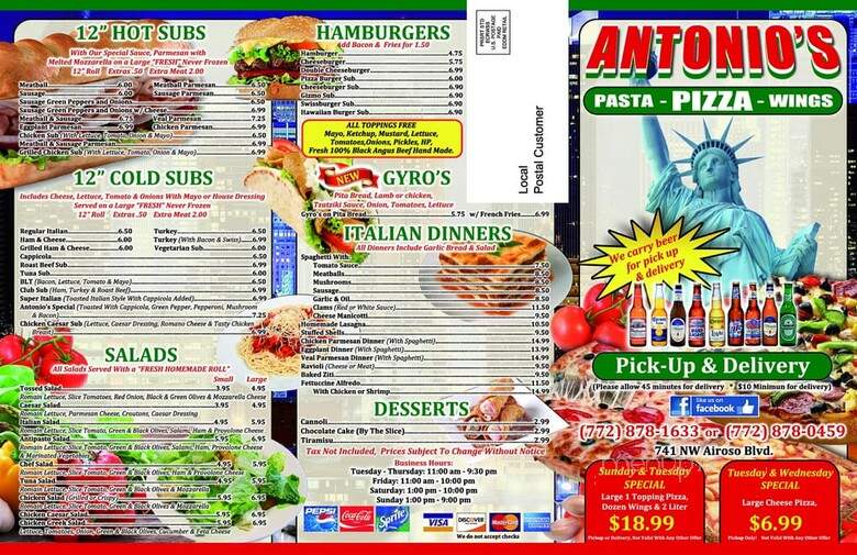 Antonio's Pizza - Port St Lucie, FL menu_pic