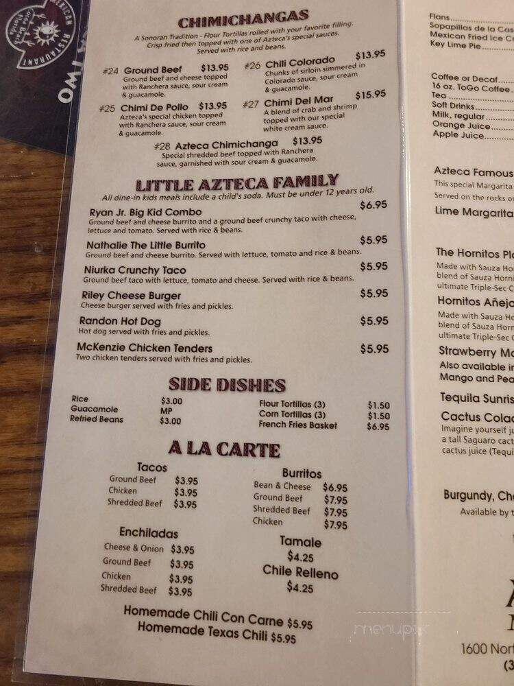 Azteca Mexican - Cocoa Beach, FL menu_pic
