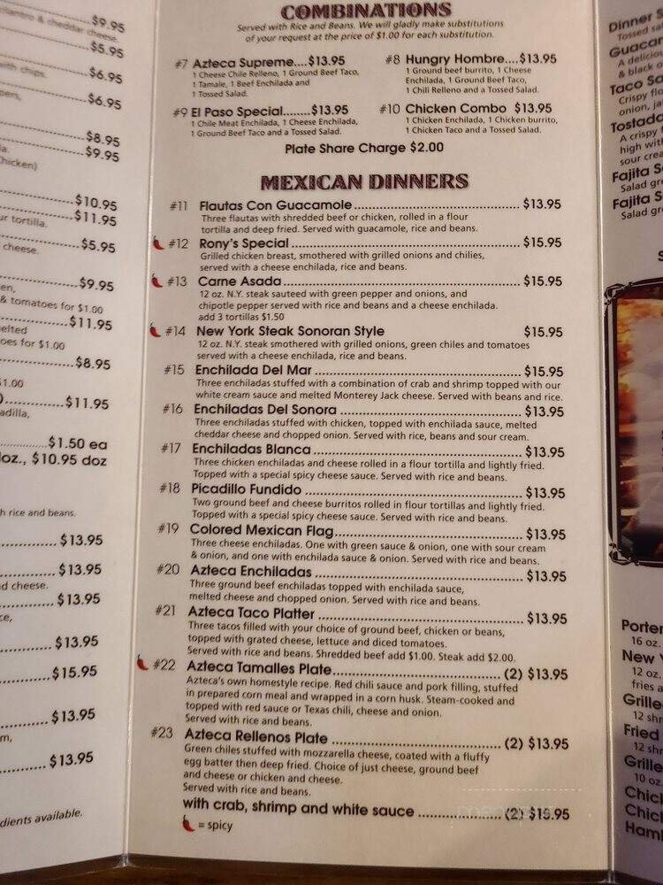 Azteca Mexican - Cocoa Beach, FL menu_pic