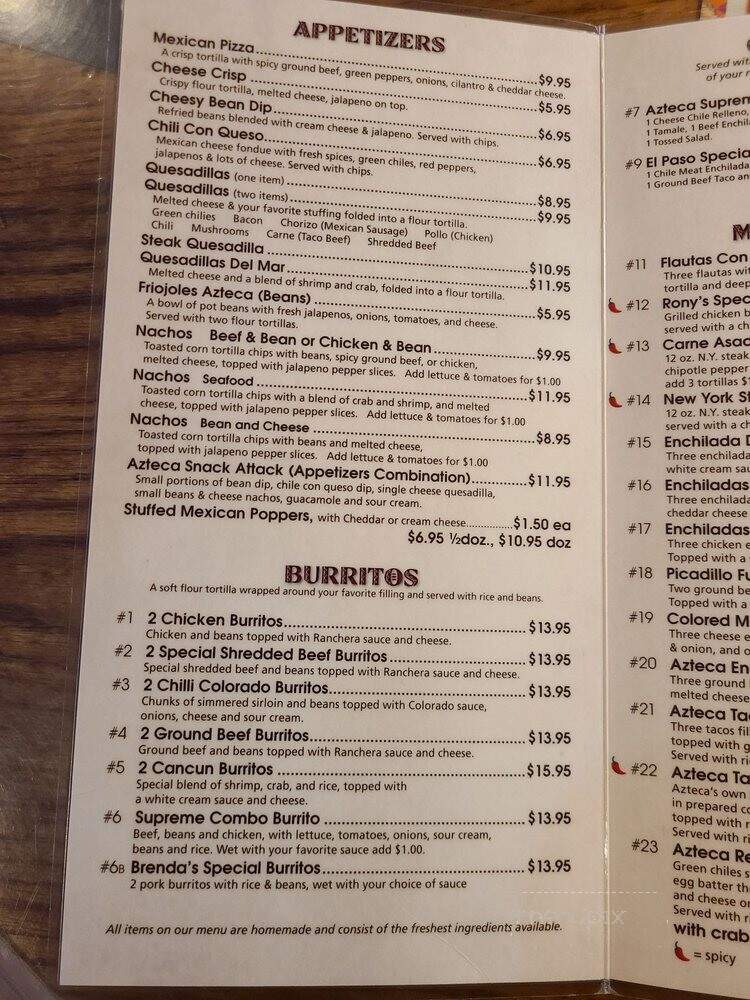 Azteca Mexican - Cocoa Beach, FL menu_pic