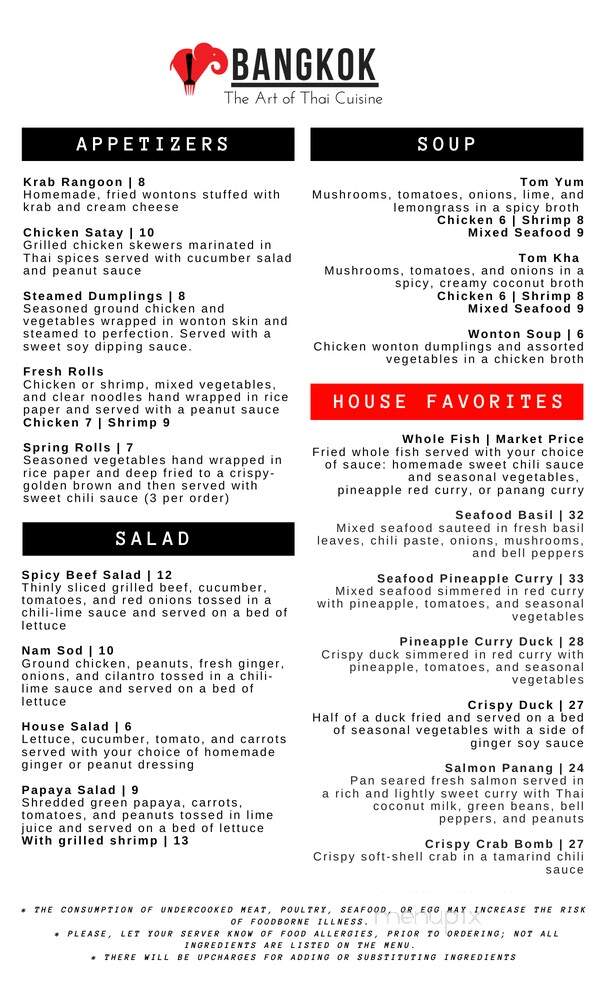 Bangkok Thai Restaurant - Fort Myers, FL menu_pic