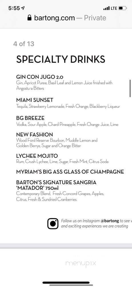 Barton G Restaurant - Miami Beach, FL menu_pic