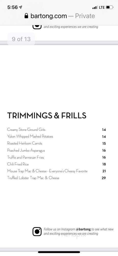 Barton G Restaurant - Miami Beach, FL menu_pic