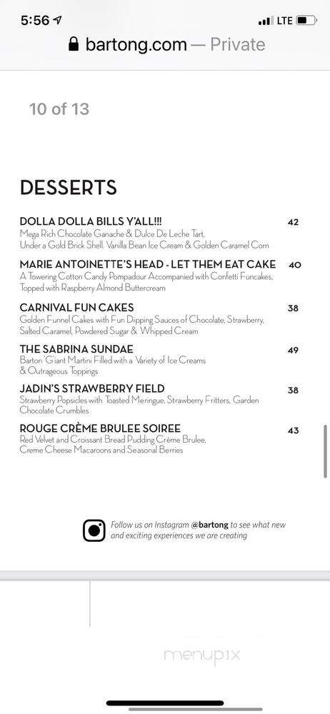 Barton G Restaurant - Miami Beach, FL menu_pic