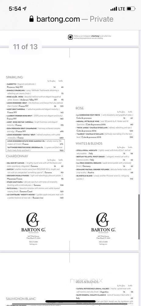 Barton G Restaurant - Miami Beach, FL menu_pic