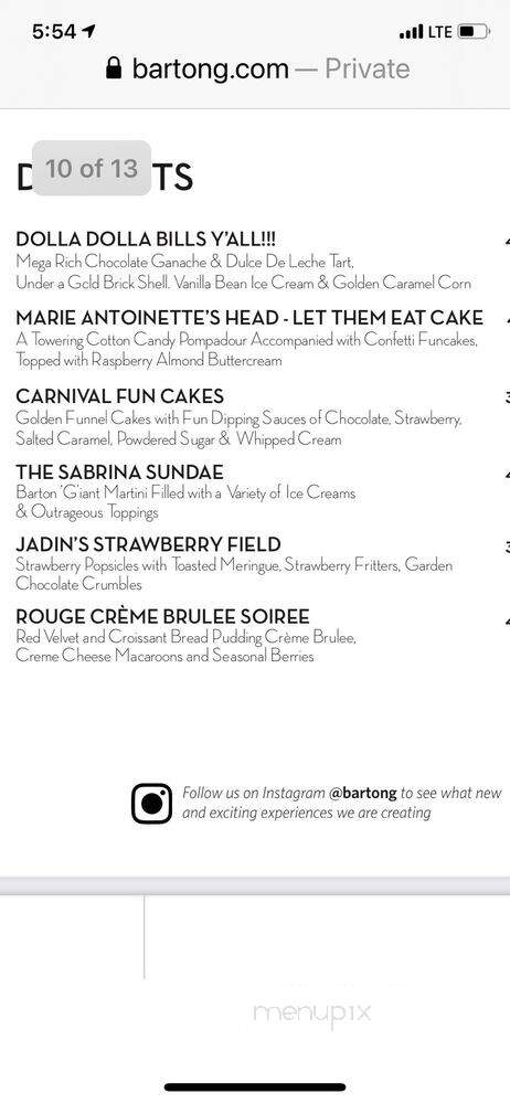 Barton G Restaurant - Miami Beach, FL menu_pic