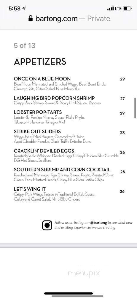 Barton G Restaurant - Miami Beach, FL menu_pic