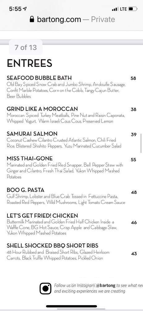 Barton G Restaurant - Miami Beach, FL menu_pic