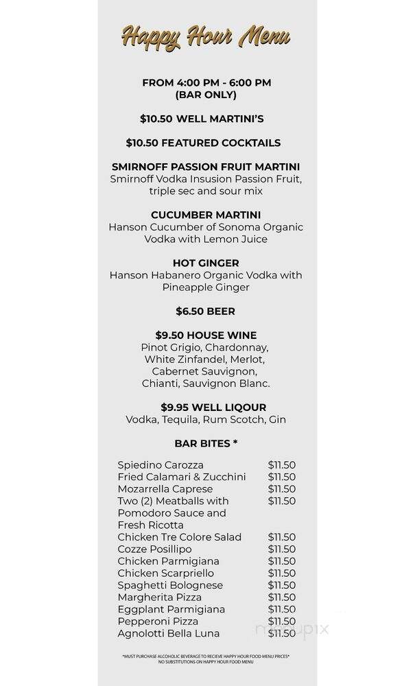 Bella Luna - Miami, FL menu_pic