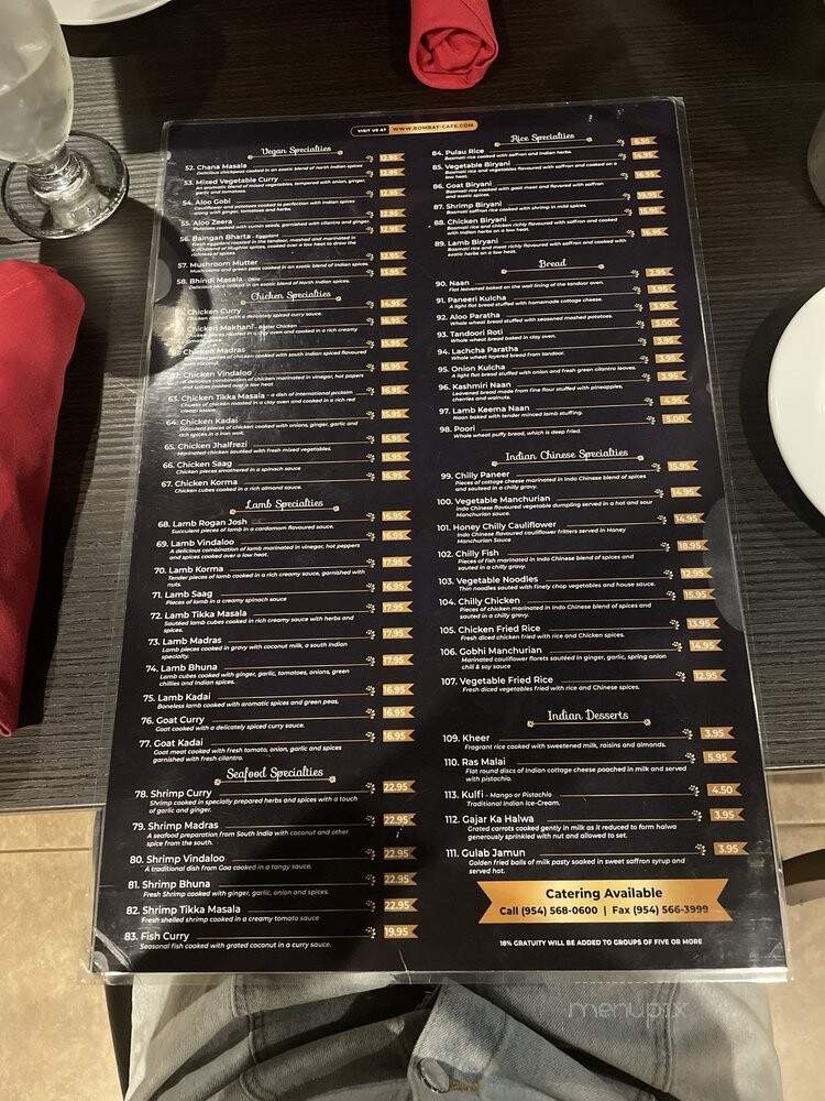 Bombay Cafe - Wilton Manors, FL menu_pic