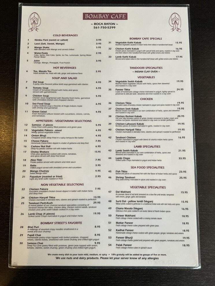 Bombay Cafe - Boca Raton, FL menu_pic