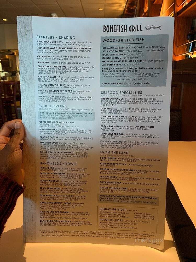 Bonefish Grill - Wesley Chapel, FL menu_pic