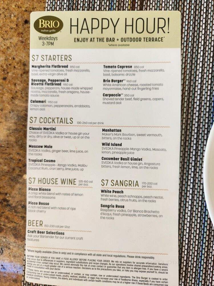 Brio Tuscan Grille - Naples, FL menu_pic