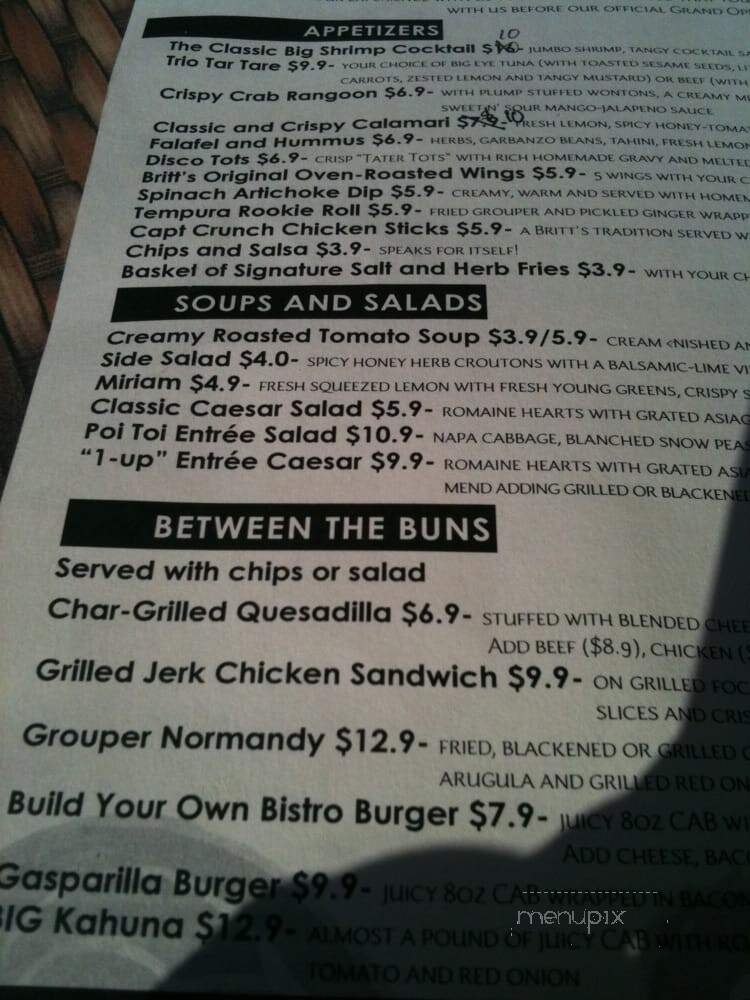 Britt's Laguna Grill - Clearwater, FL menu_pic