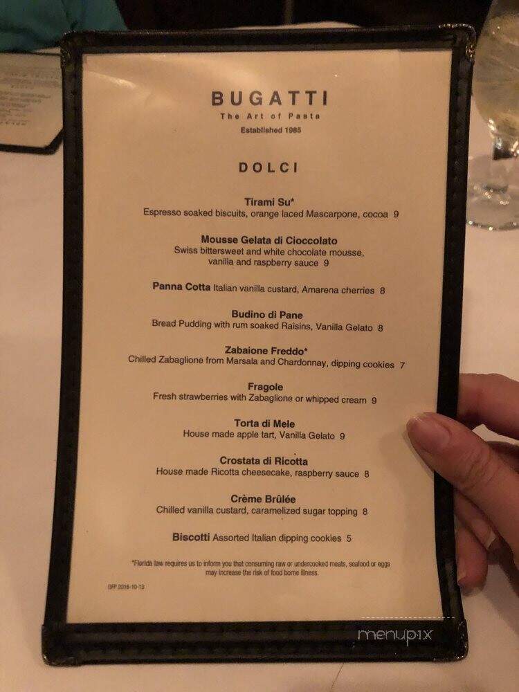 Bugatti Restaurant - Coral Gables, FL menu_pic