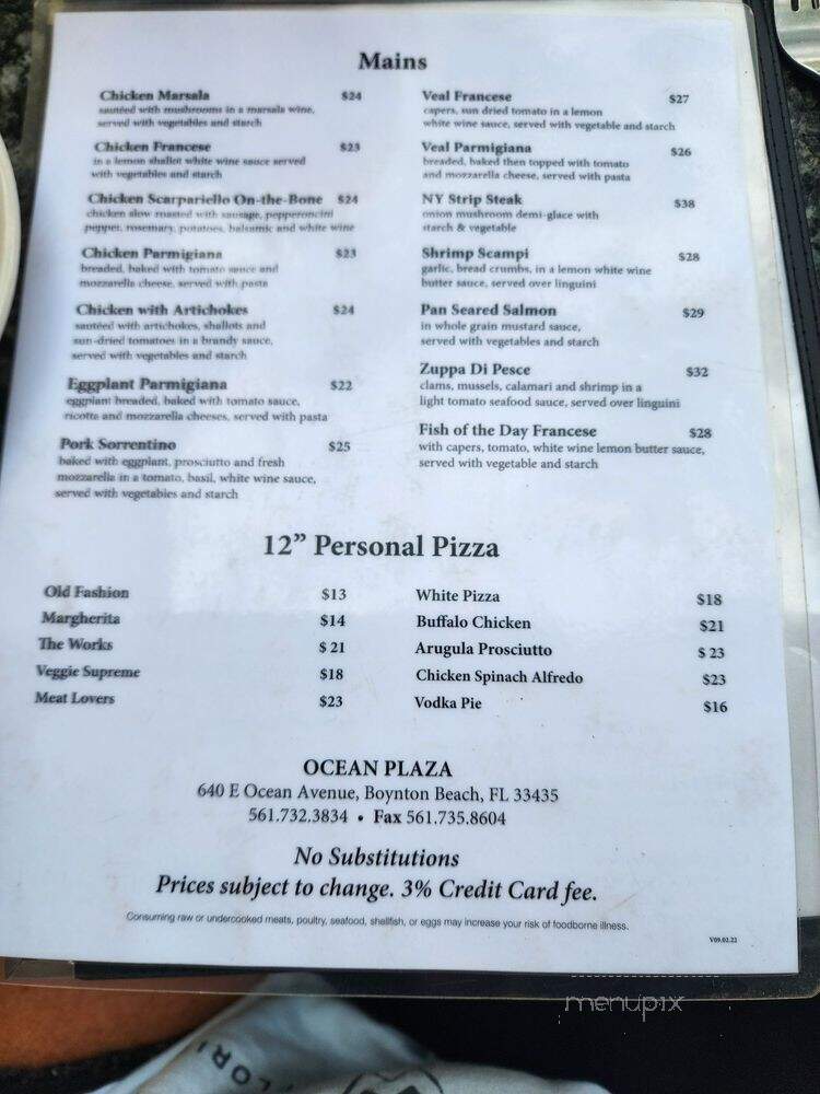 Cafe Frankie's - Boynton Beach, FL menu_pic