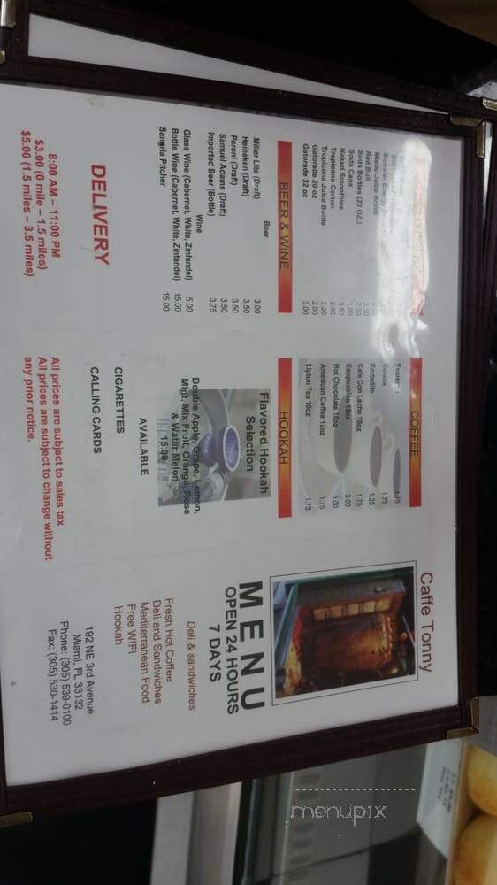 Cafe Tony - Miami, FL menu_pic