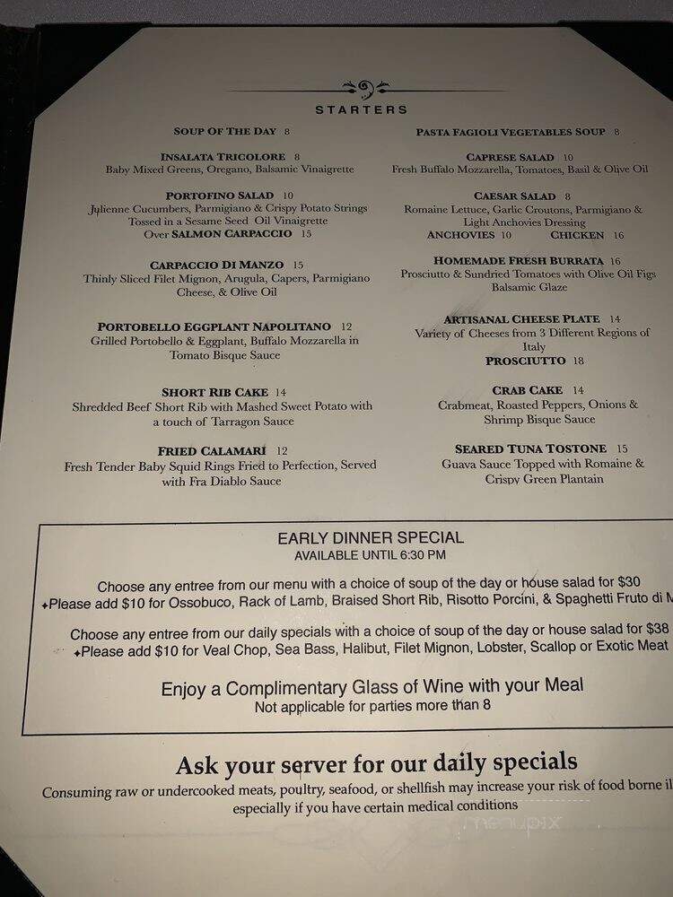 Caffe Portofino - Miami, FL menu_pic