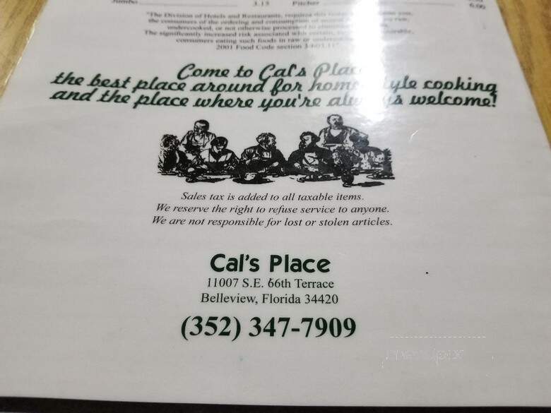 Cal's Place - Belleview, FL menu_pic
