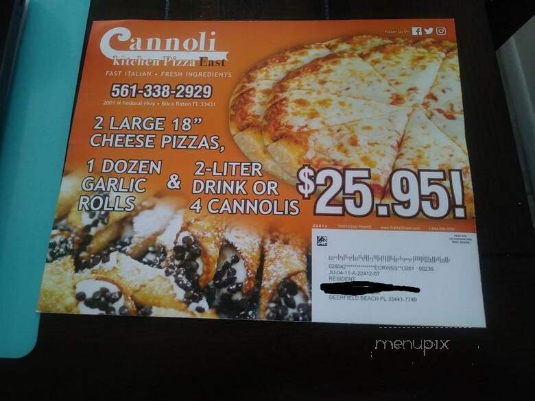 Cannoli Kitchen - Boca Raton, FL menu_pic