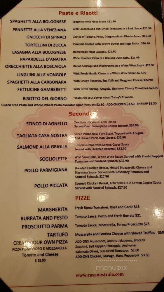 Casa Nostra Restaurant - Miami, FL menu_pic