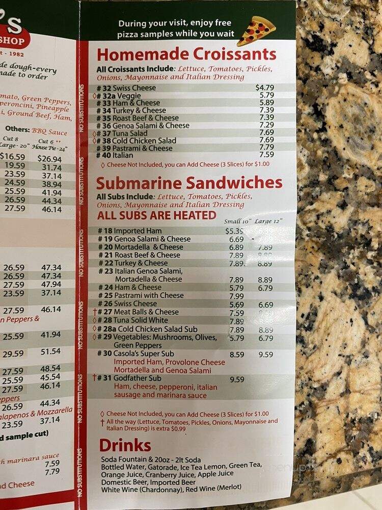 Casola's Pizza - Miami, FL menu_pic
