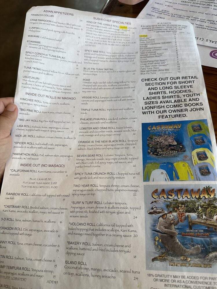 Castaways - Marathon, FL menu_pic