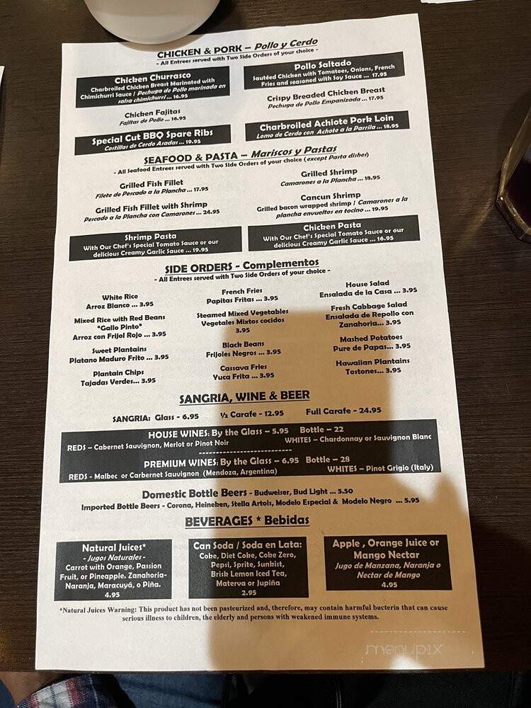 Charcoals Latin Grill - Miami, FL menu_pic
