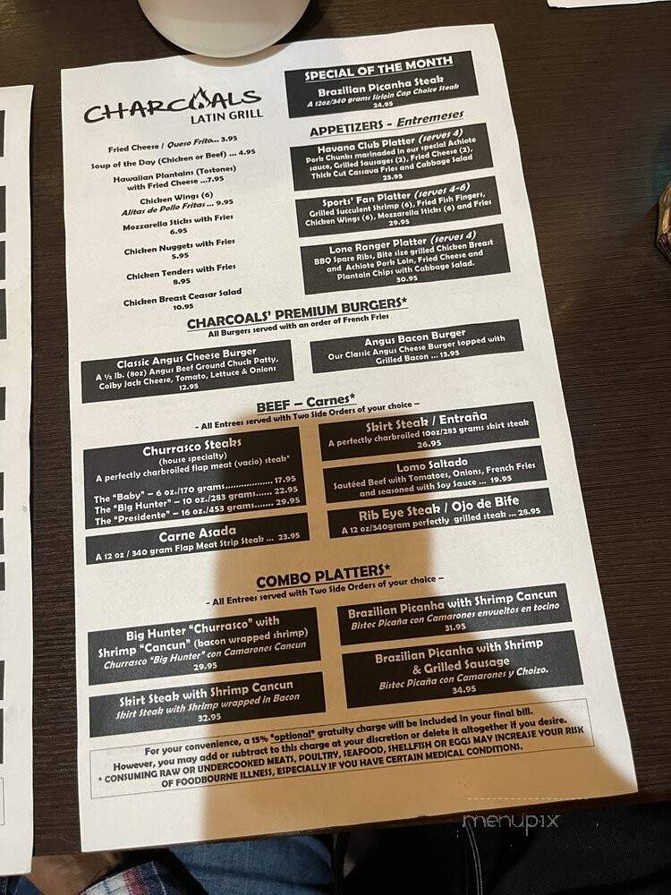 Charcoals Latin Grill - Miami, FL menu_pic