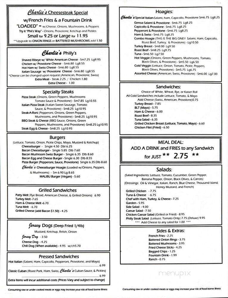 Charlie's Steak & Hoagie - Sarasota, FL menu_pic