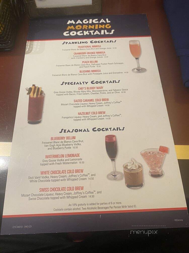 Chef Mickey - Lake Buena Vista, FL menu_pic